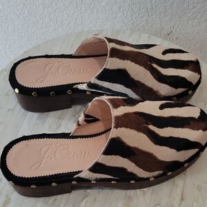 J. Crew Women's Animal Print Mules - Brown and Black Size 7